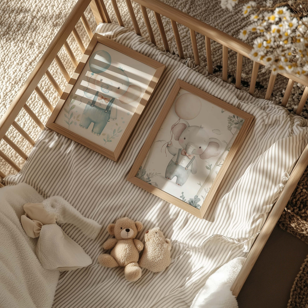Poster Éléphant Mignon Chambre Bébé · Aquarelle Pastel · Déco Murale Enfant · Print sans Cadre