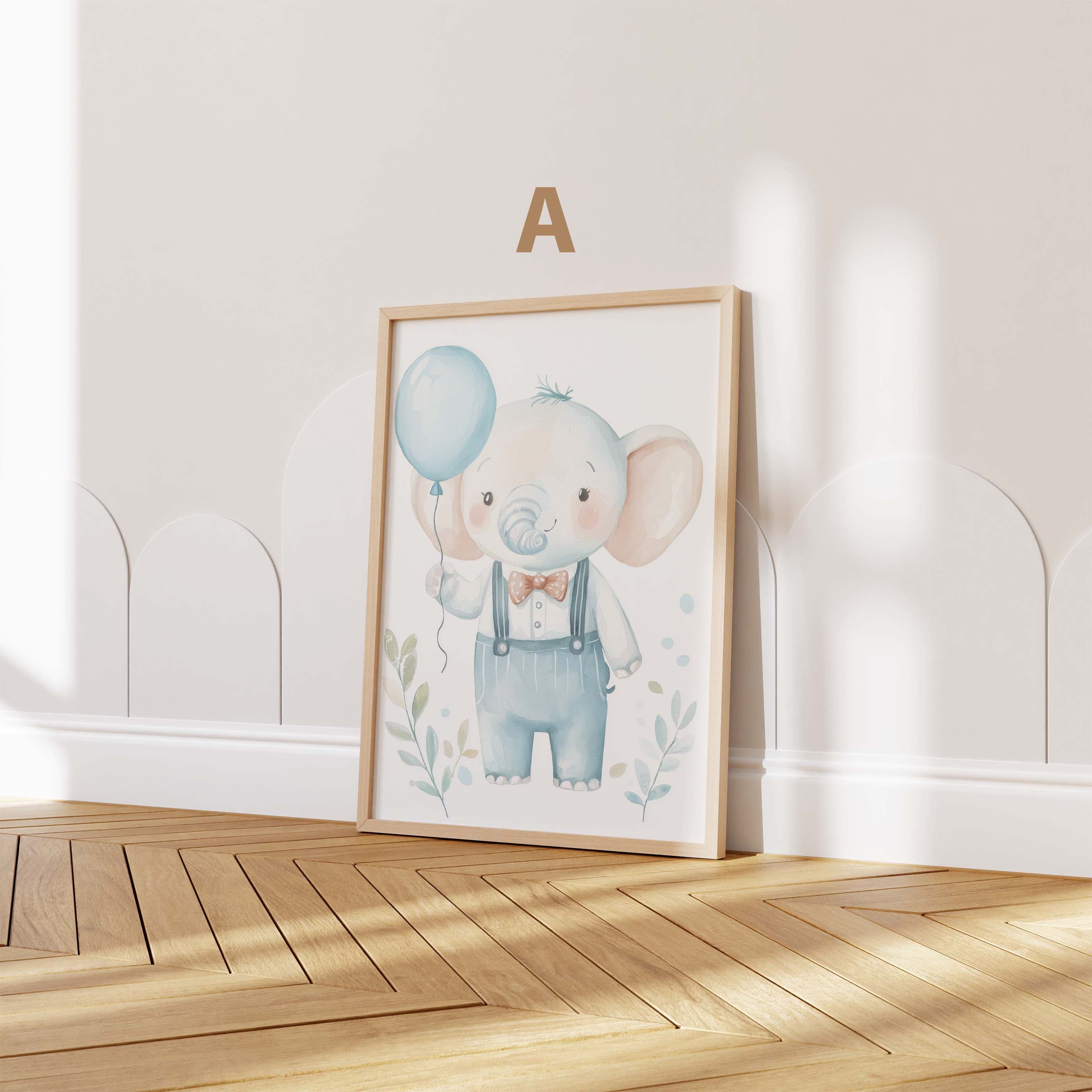 Poster Éléphant Mignon Chambre Bébé · Aquarelle Pastel · Déco Murale Enfant · Print sans Cadre