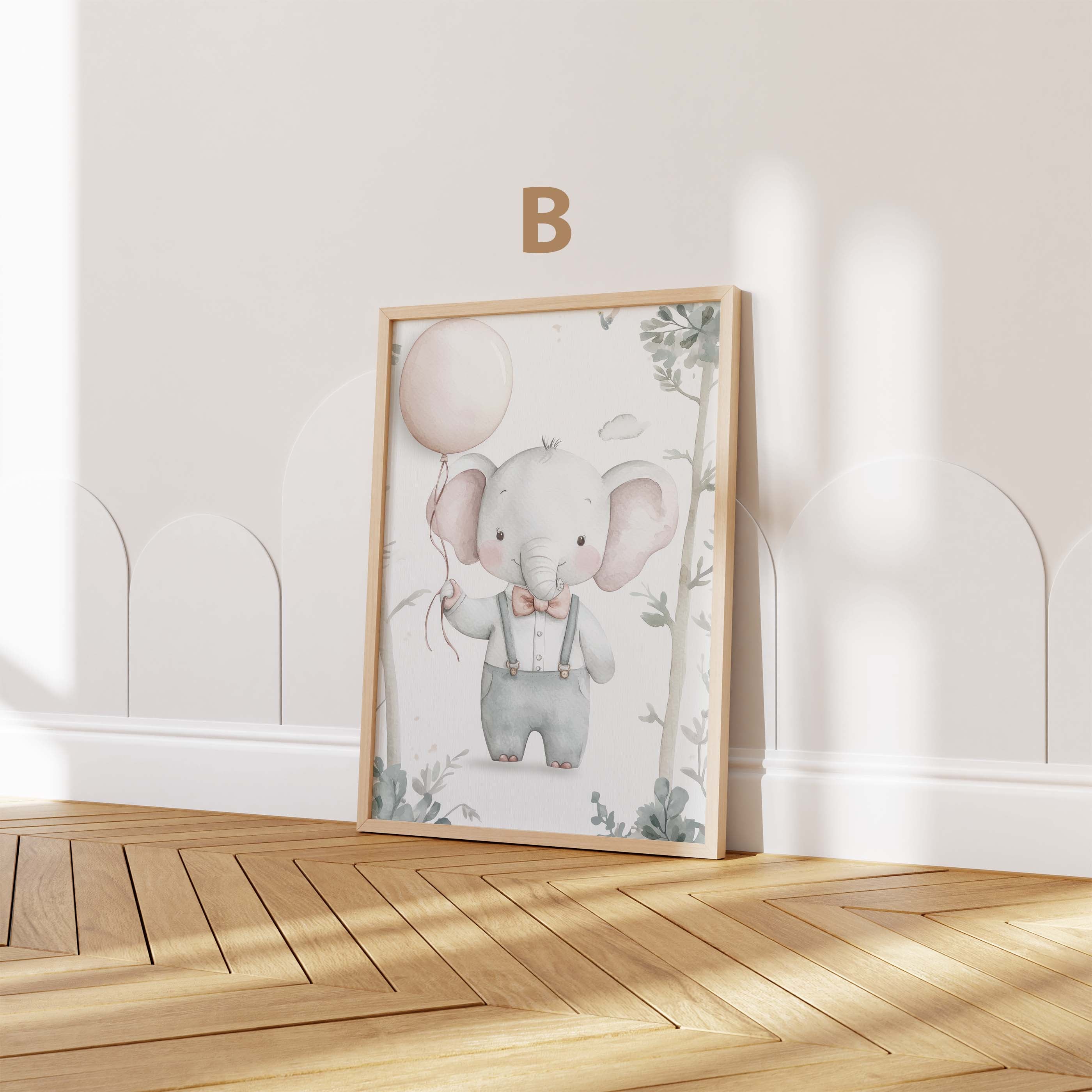 Poster Éléphant Mignon Chambre Bébé · Aquarelle Pastel · Déco Murale Enfant · Print sans Cadre