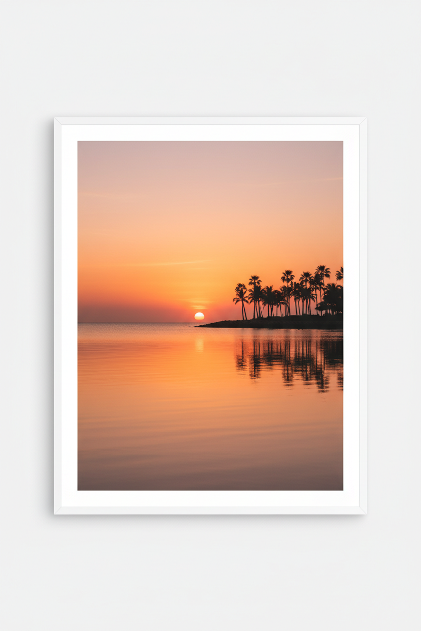 Affiche plage coucher de soleil minimaliste