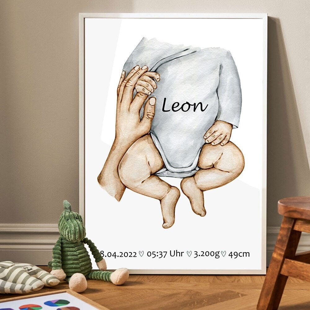 Poster Famille Personnalisé · Mains Papa Maman Enfants & Bébé · Cadeau Unique · Print sans Cadre
