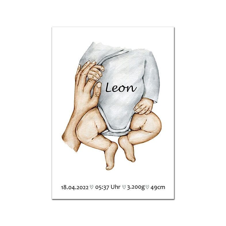 Poster Famille Personnalisé · Mains Papa Maman Enfants & Bébé · Cadeau Unique · Print sans Cadre