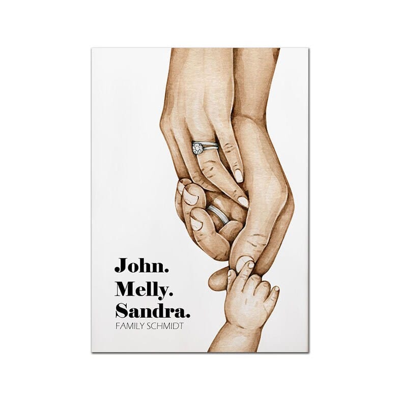 Poster Famille Personnalisé · Mains Papa Maman Enfants & Bébé · Cadeau Unique · Print sans Cadre