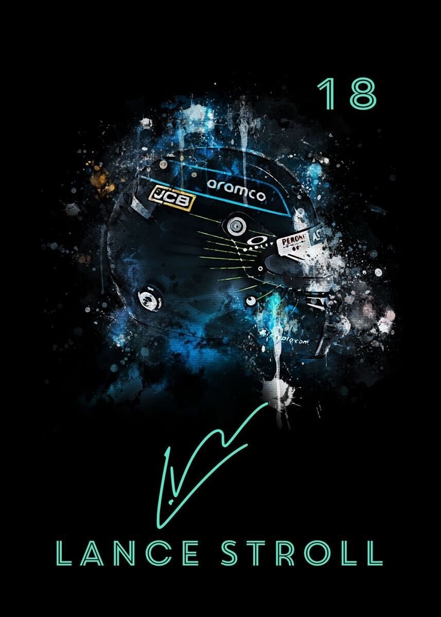 Poster Casque Formule 1 Aquarelle · Pilote Personnalisé Nom & Numéro · Déco Murale · Print sans Cadre