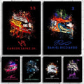 Poster Casque Formule 1 Aquarelle · Pilote Personnalisé Nom & Numéro · Déco Murale · Print sans Cadre